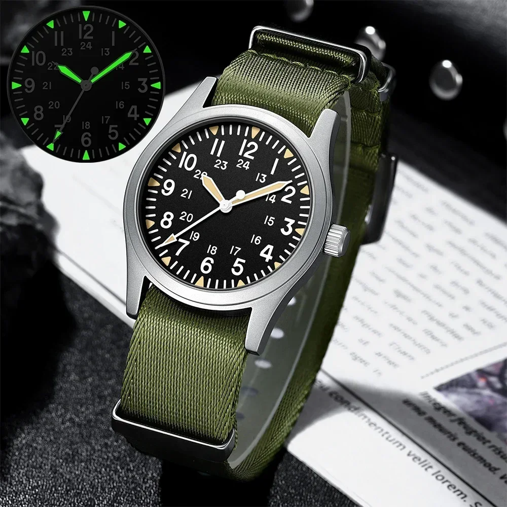 kf-See0a158c75ad4d3691180c6adab50aa2m MILITREK 2025 New military retro men's VH31 quartz watch 37mm sapphire stainlesssteel 100m waterproof C3 luminous reloj hombre - Image 1