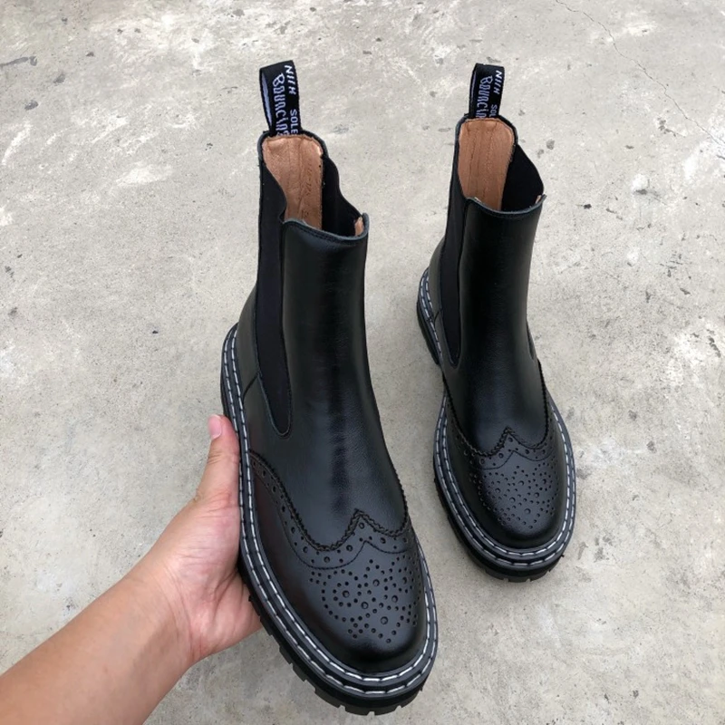 kf-See840993d414442e9a07fa8d3e93eb00B 2022 autumn/winter leather round toe women boots ankle boots women's leather boot British style women shoes boots for women - Image 1