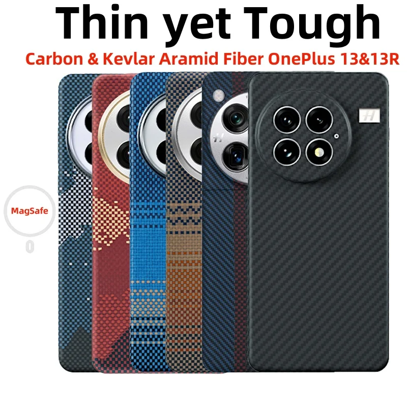 kf-Sf1c91676c5cc4eccbf38426a99f986567 For oneplus 13 aramid case kevlar 600d carbon fiber magsafe ultra thin hard 13r cover magnetic balck Slim light balck red men - Image 1