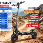 FREEBOY J30Max OFF-ROAD E-Scooter 3000W*2 Dual Motor, 60V38AH Battery, 11" Tires Electric Scooter Foldable E-Mountain Scooter