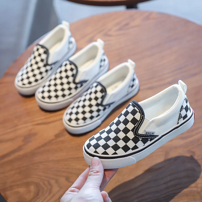 kf-Sf6e4b160f9e04fa382d5383b0ea9670ad New Arrival Children's Slip-On Canvas Shoes Summer Boys' Footwear Checkered Trendy Kids' Trainers Toddler Girls' Baby Cloth Shoe - Image 1
