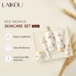 Moisturizing & Anti-Oxidation! LAIKOU Rice 5-Piece Skincare Set (50g Cleanser+100ml Toner+17ml Serum+20g Eye Cream+30g Cream)