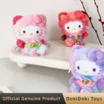 Genuine Sanrio Hellokitty Lucky Cat Blessing Blind Box Cute Vinyl Plush Pendant Collectible Trendy Toy Keychain Gift For Girls