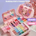 Kids Beauty Toys Makeup Kit Little Bag Washable Pretend Play Cosmetic Set Toys with Mirror Non-Toxic & Safe Birthday Gifts Girl